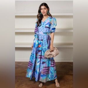 Maude vivante molly dress in blue abstract size XS NWT